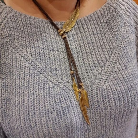 Fashion Bohemian Style pink Rope Chain Feather Pa - Picture 3 of 5